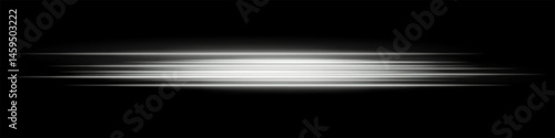 Warm white horizontal speed light streaks on black background. Ideal for motion effects, light trails, or fast digital animations.