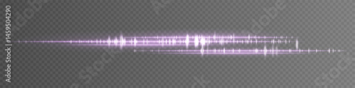 Soundwave set icon. Purple luminous frequency lines on transparent background. Perfect for futuristic interface, audio mixing, sound detection visuals, digital technology and communication.