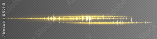 Soundwave set icon. Yellow luminous frequency lines on transparent background. Perfect for futuristic interface, audio mixing, sound detection visuals, digital technology and communication.