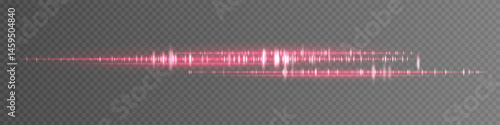 Soundwave. Red glowing frequency visualization with reflections. Great for modern sound interface, pop music design, audio editor elements, voice recording and streaming graphics.