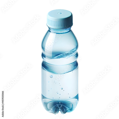 A reusable plastic water bottle with a blue cap, perfect for staying hydrated during exercise and travel.