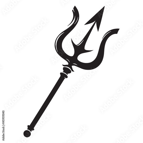 Sculpted Trident silhouette with defined edges – Trident illustration – Minimalist Trident vector – Weapon silhouette

