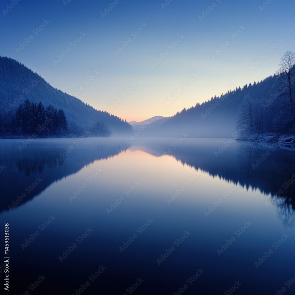 Fototapeta premium Still lake at early dawn