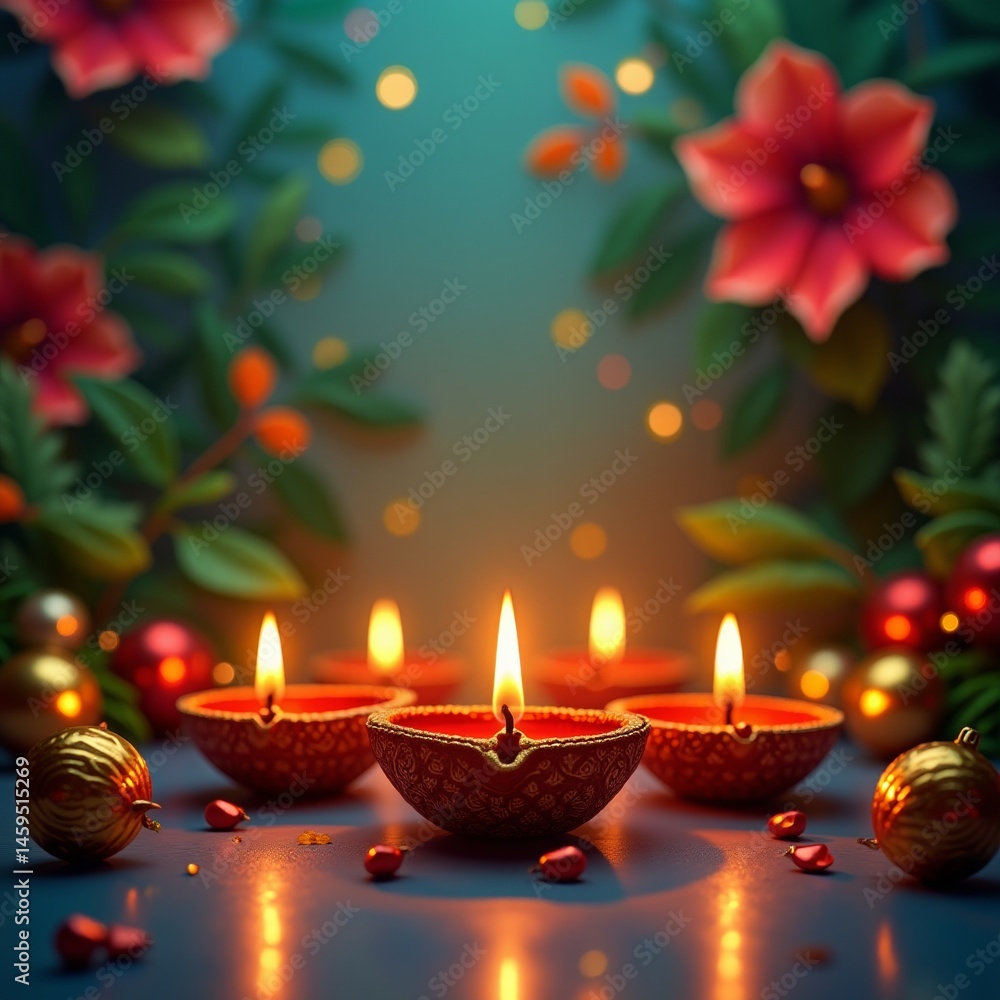 Lit candles surrounded by flowers on a tabletop Lit candles surrounded by flowers on a tabletop
