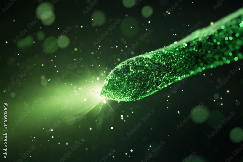 Fototapeta premium Green light and particle formation