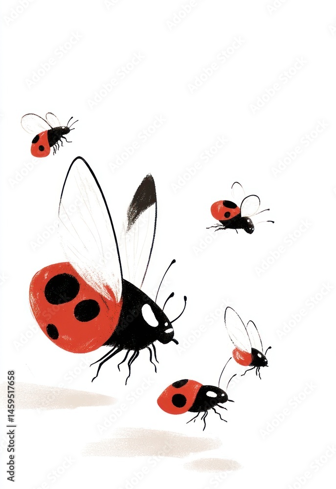 Fototapeta premium Flying ladybugs