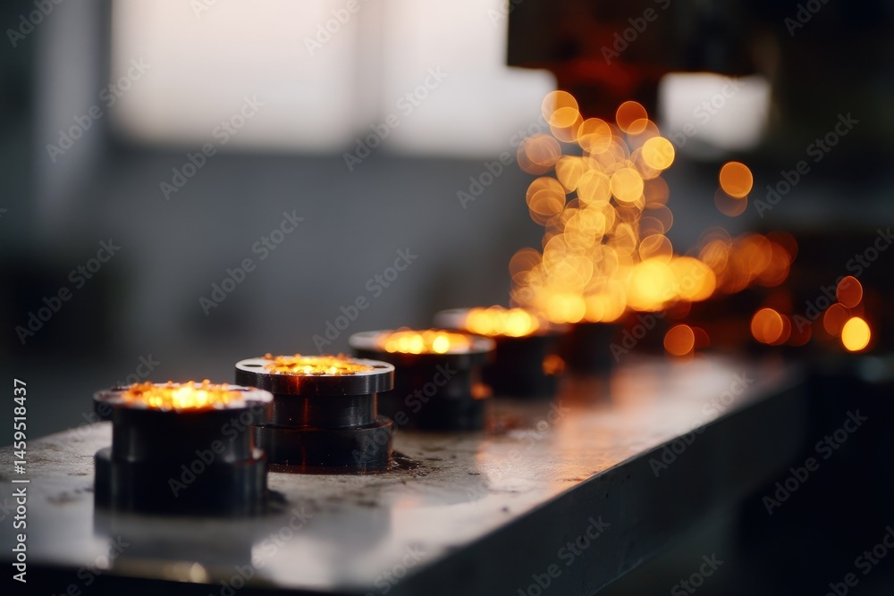Metalwork sparks flying in industrial workshop