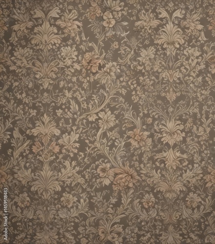 Muted damask floral wallpaper, intricate ornate design, damask, retro