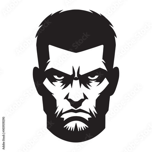 Raw intensity in Angry Face silhouette – Angry Face illustration – Bold Angry Face vector – Angry Silhouette

