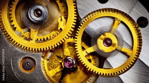 Obraz na płótnie Mechanical gears in close-up with intricate detail golden tones w salonie