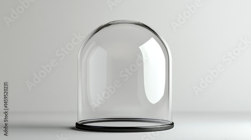 Realistic rendering of a glass bell jar isolated on a white background