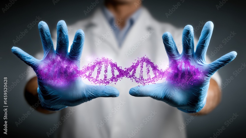 Genetic research concept with DNA visualization