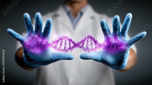 Obraz na płótnie Genetic research concept with DNA visualization w salonie