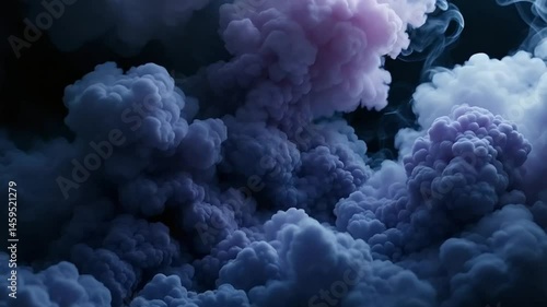 Thick Purple and Blue Smoke Wall in Seamless 4K Loop – Rising Steam with Deep Shadows, Realistic Texture, Cinematic Lighting, and Dramatic Ambience