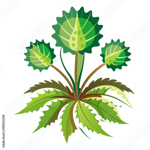 Download Water Fanwort Plant Vector Art Illustration Eps File For Design.