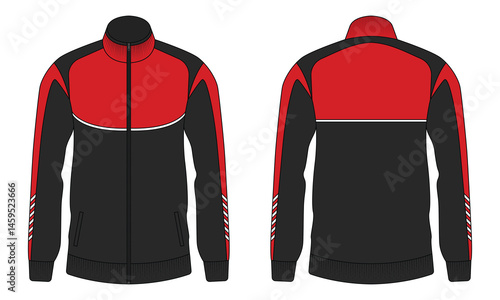 Red and black tracksuit mockup front and back view