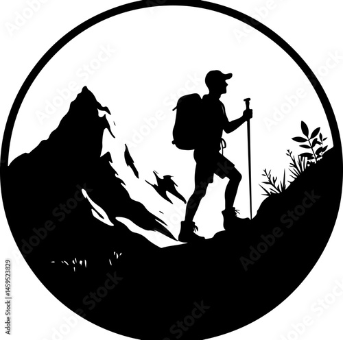 Solo Hiker in the Mountains – Wilderness Adventure Artwork