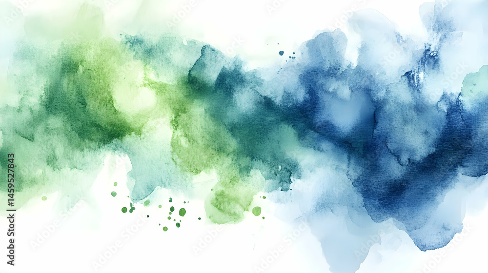 Fototapeta premium Vibrant Watercolor Splash with Green and Blue Hues for Design