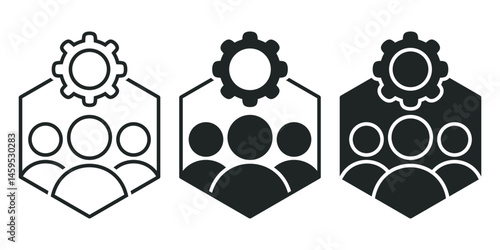 Teamwork management, People with cog gear icon. Illustration vector