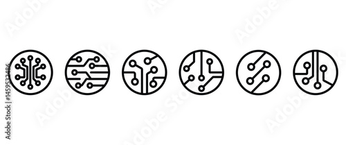 Icon set of Circuit board. Electronic components line icons set. This set includes electronic components icons in transparent background in vector. Editable stroke. Eps10