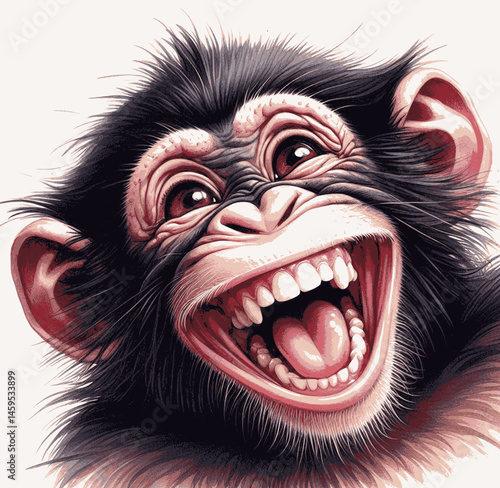 Photography Cheeky Monkey Hues monkey laughs and is happy isolated watercolor vector illustr