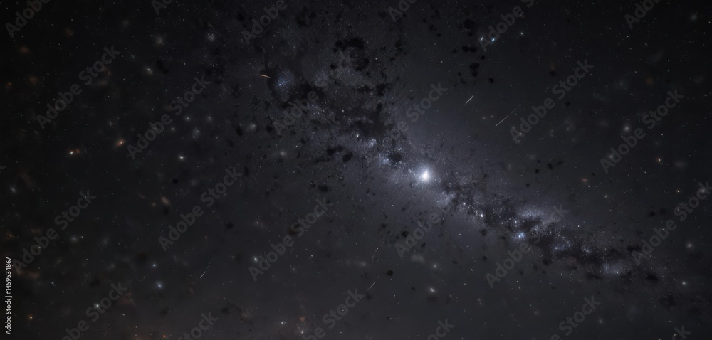 Obraz premium Twinkling stars scattered across a deep black galaxy , dark matter, black background