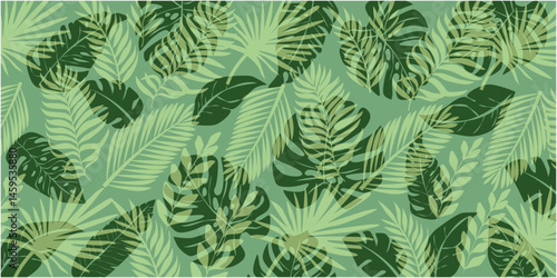 Wallpaper Mural Tropical plant decoration background. Tropical leaves illustration. Summer and tropical pattern. vector illustration. Torontodigital.ca