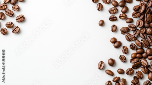 Wallpaper Mural Roasted coffee beans frame on white background minimalist food image Torontodigital.ca