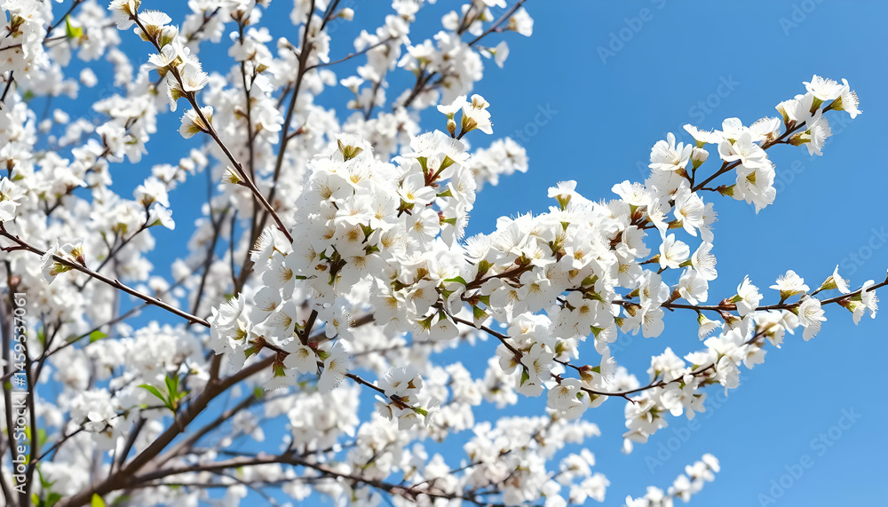 Springtime Blossoming Tree Against A Clear Sky Springtime Blossoming Tree Against A Clear Sky