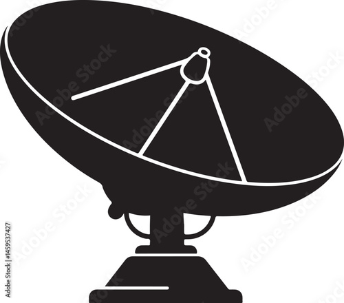 Large satellite dish antenna silhouette icon vector illustration