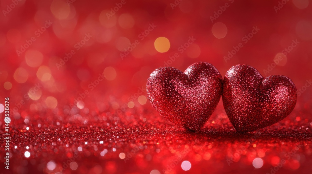 Happy Valentines Day card, background for celebration. A dynamic display of red hearts on a rich red background with sparkling elements. Happy Valentines Day card, background for celebration. A dynamic display of red hearts on a rich red background with sparkling elements.