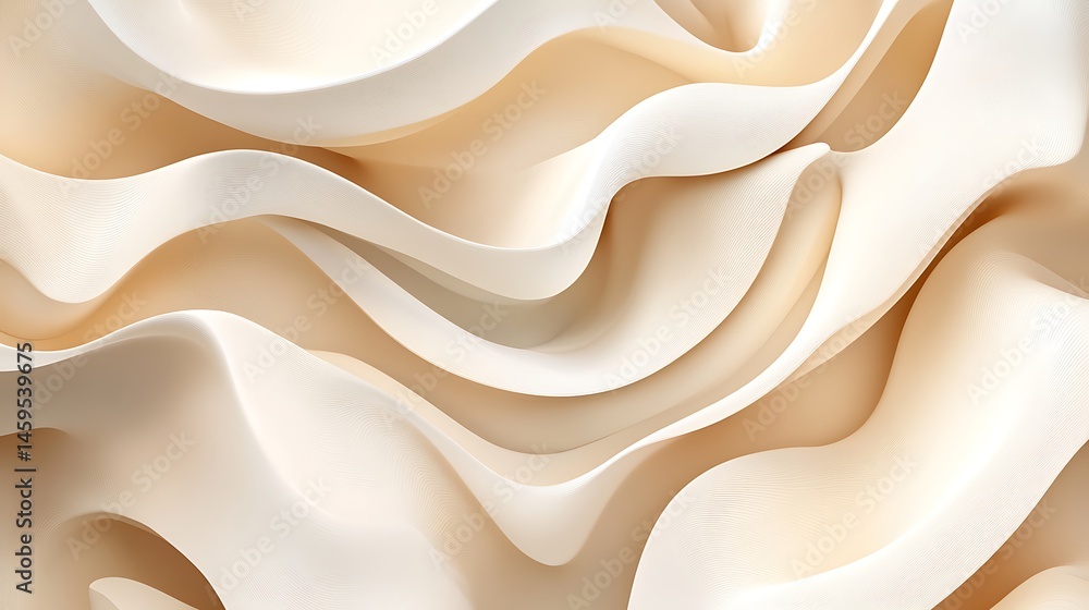 Obraz premium Light-colored abstract waves with smooth geometry 