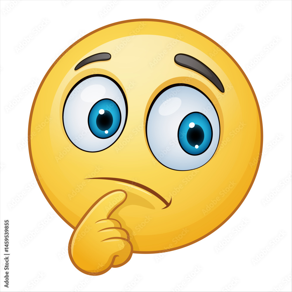 Thinking Face Emoji with Hand on Chin - Vector Illustration Thinking Face Emoji with Hand on Chin - Vector Illustration