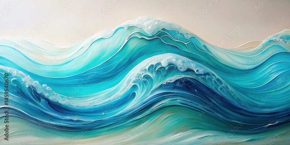 Fototapeta premium Abstract Ocean Wave Art Serene Aqua and Teal Hues in a Dynamic Composition
