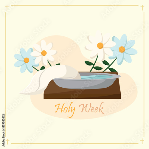 Washing feet bowl. Vector