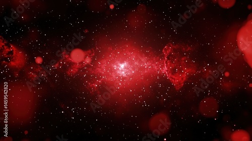 Cosmic nebula red space background with stars and dust