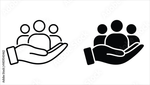 Support and Care: Hand Holding People Icon for Community and Help