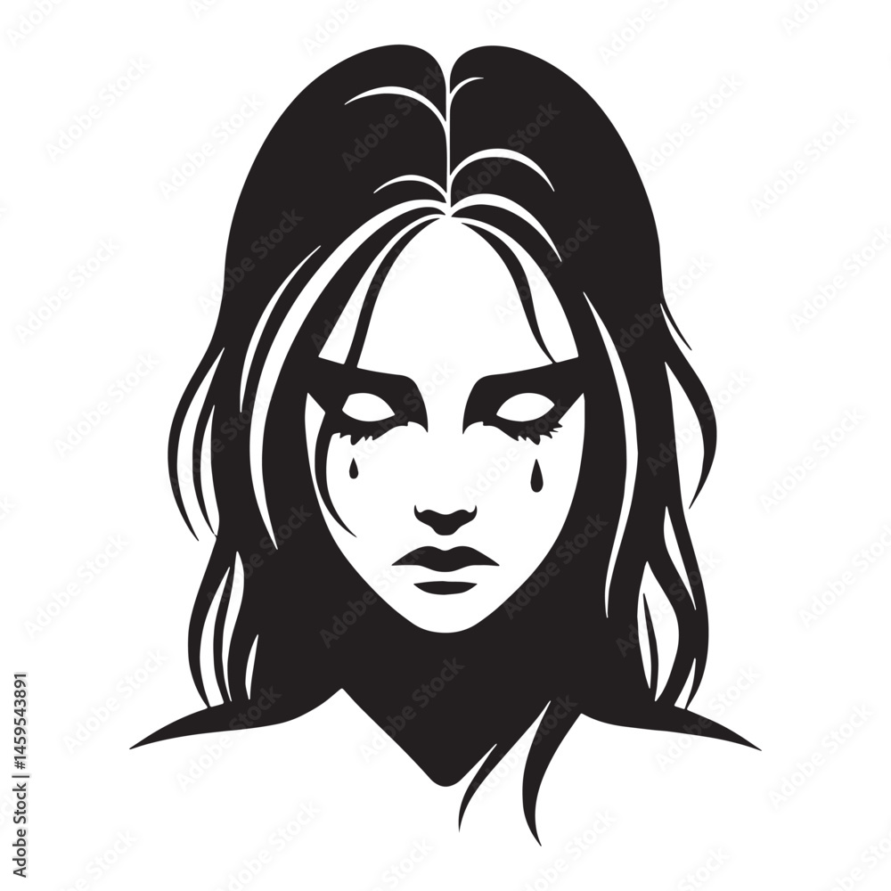 Powerful Crying Face silhouette with tears running down – Crying Face illustration – Minimalist Crying Face vector – Crying Silhouette
Powerful Crying Face silhouette with tears running down – Crying Face illustration – Minimalist Crying Face vector – Crying Silhouette