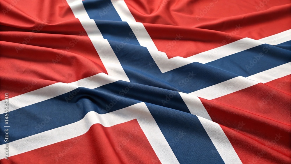 Fototapeta premium Close-Up of a Draped Norwegian Flag Texture and Detail