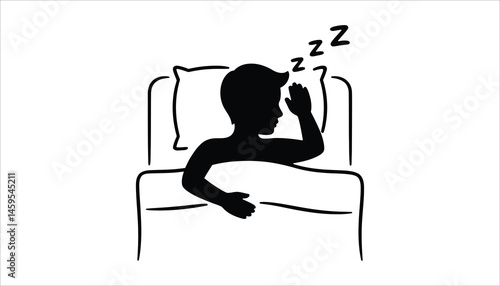 Sleep Silhouette: Person Resting in Bed with Zzz Symbol