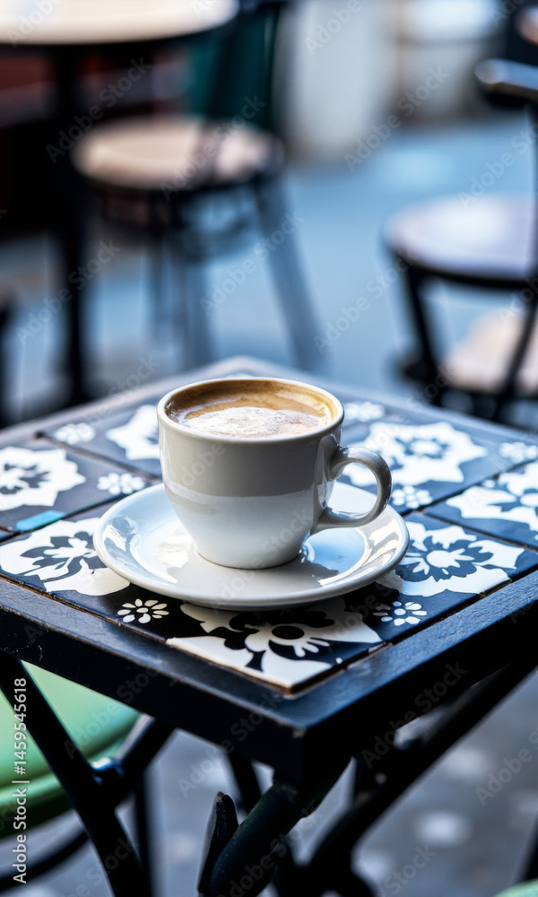 Espresso Cafe Table Patterned Tile Top European Romantic Cafe