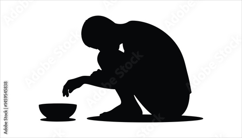 Emotional Struggle Silhouette of Person Sitting with Head in Hands