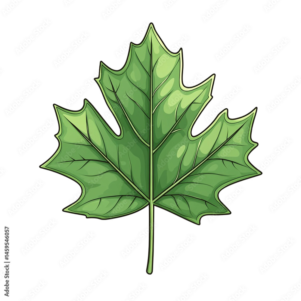 Fototapeta premium single green maple leaf illustration