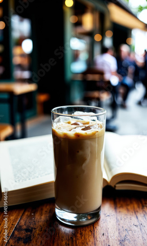 Obraz na płótnie Iced Latte Outdoor Bookstore Cafe Reading Date Literary Love w salonie