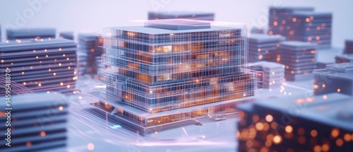 Smart Cityscape: Futuristic Architectural Design and Networked Urban Infrastructure