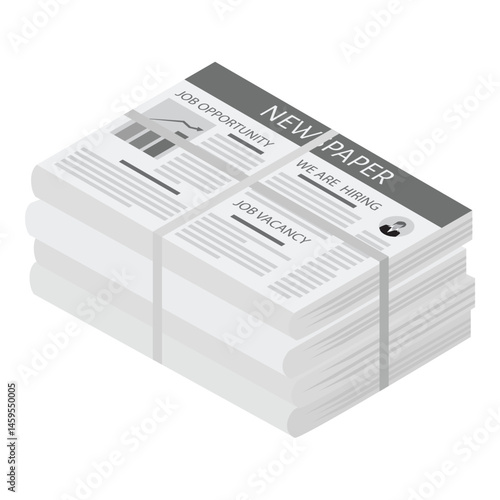 Pile of newspapers isolated on white background. Stack of newspapers