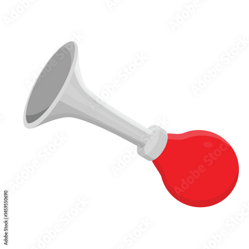 Red vintage klaxon or horn isolated on white background