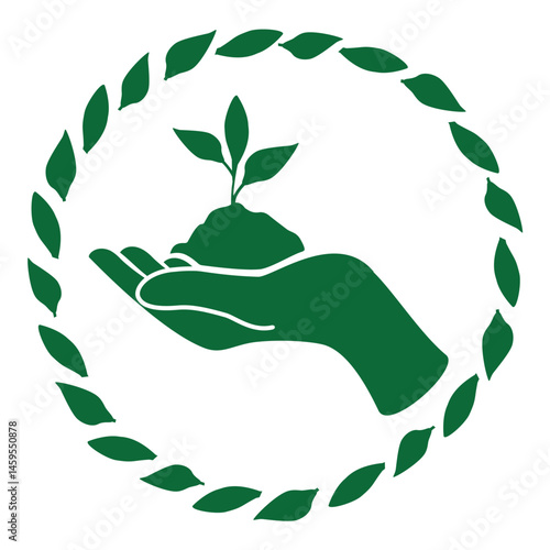 Vector icon plant in hand isolated on white background.