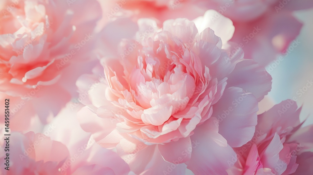 A close-up of soft pink peonies with a dreamy, blurred background. A close-up of soft pink peonies with a dreamy, blurred background.