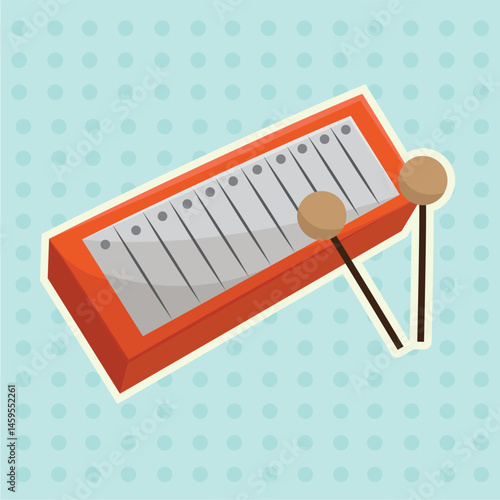 Xylophone With Mallets. Vector